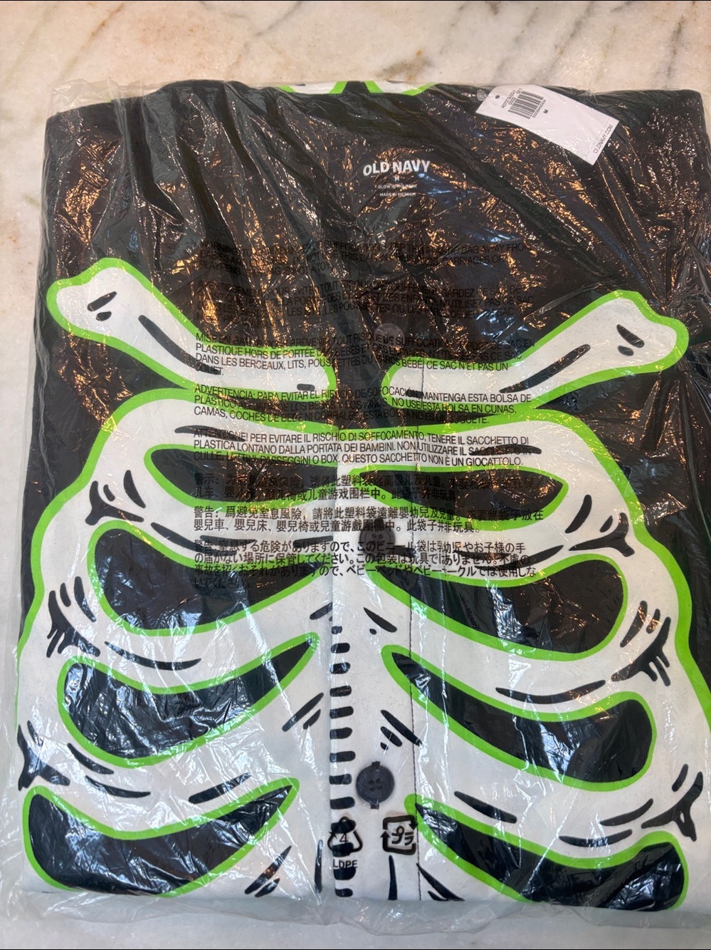 Old Navy Black Jumpsuit with Glow in the dark Green Skeleton Print NWT - Picture 8 of 11